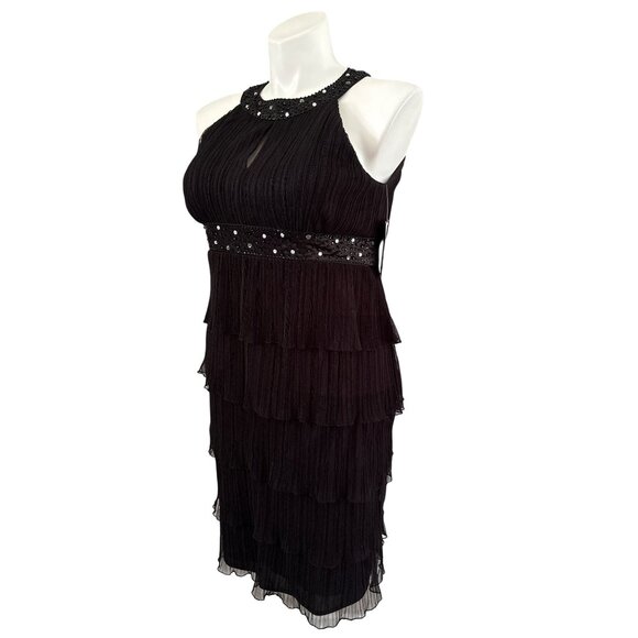 Jessica Howard Evenings NWT Black Tiered Keyhole Beaded Dress, Women's Size 14 - Picture 8 of 10